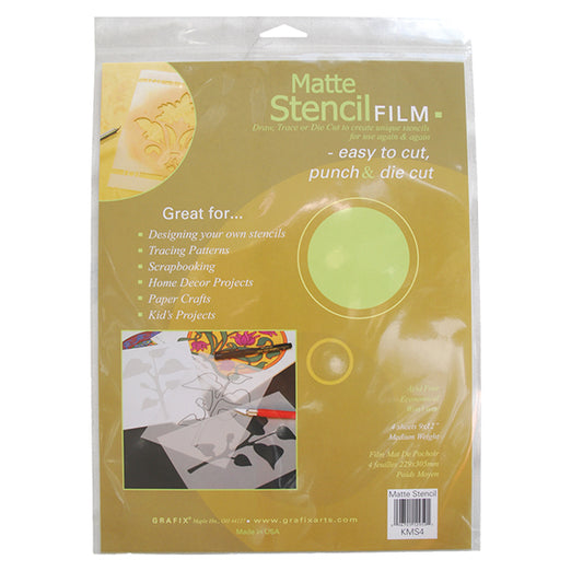 Grafix Stencil Film Clear Matte Pack of 4 - 9" x 12"