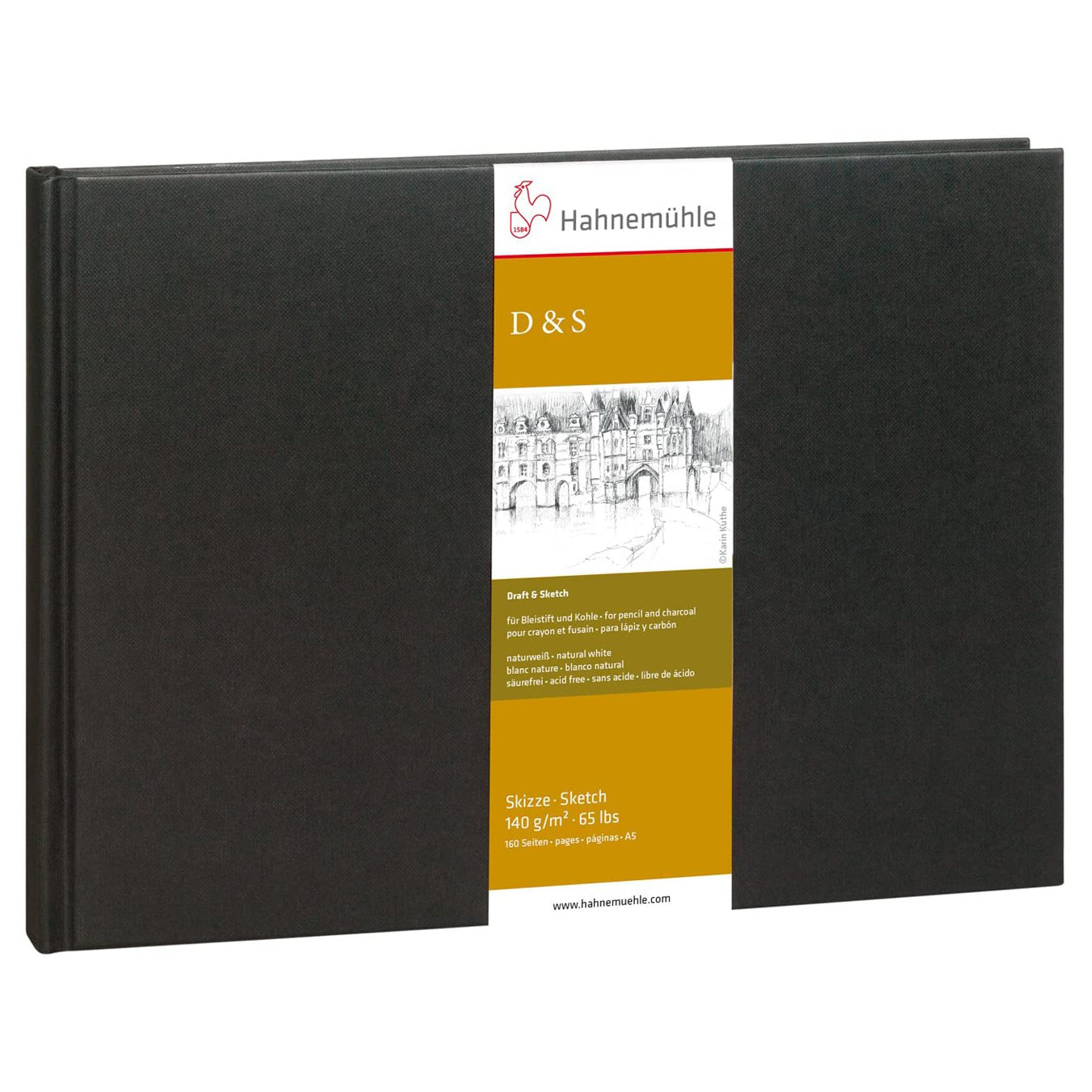 Sketchbook D&S A5 160gsm- Portrait Natural White Spiral Bound Art Paper