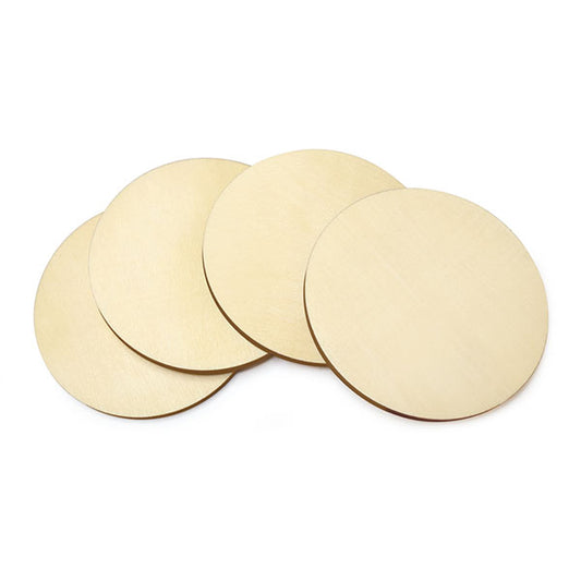 Craftwood 9.5cm DIY Plywood Coasters 4pc 5mm(T) A) Round - 9.5cmD