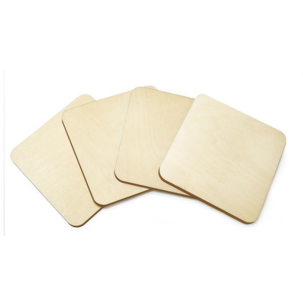 Craftwood 9.5cm DIY Plywood Coasters 4pc 5mm T B Square 9.5cmD