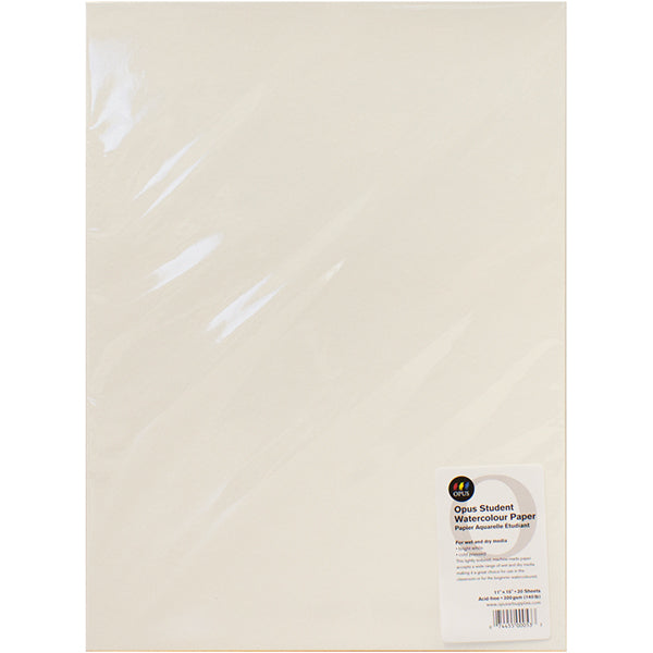 Opus Student Watercolour Cold Press 140lb/300gsm Paper Pack of 20 - 11" x 15"