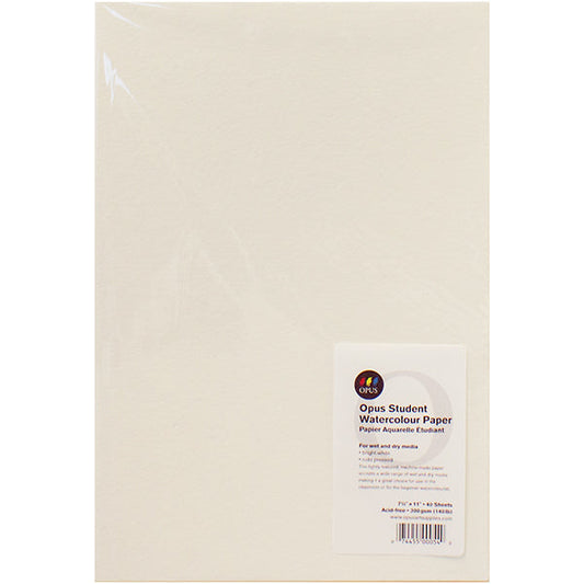 Opus Student Watercolour Cold Press 140lb/300gsm Paper Pack of 40 - 7.5" x 11"
