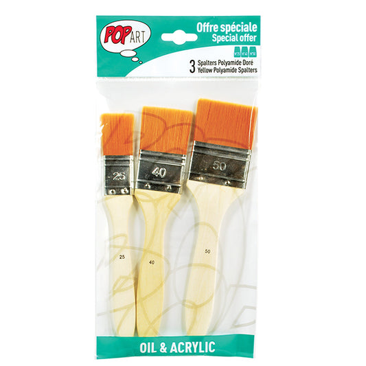 Pebeo Spalter Brush Sets - Orange Polyamide Set of 3