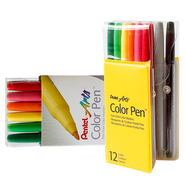 Pentel Color Pen Color Markers, Fine Point - 12 pens