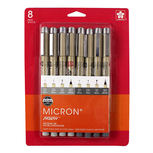 Sakura Pigma Micron Pen - Light Cool Gray, Cool Gray Set of 8