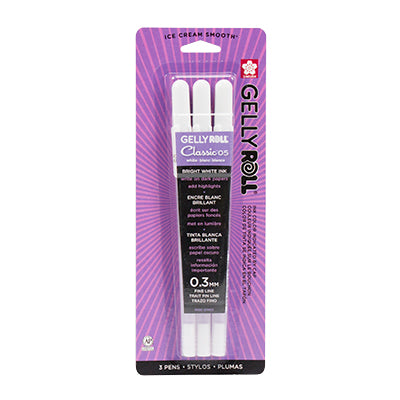Sakura Gelly Roll Gel Pens - 05/08/10 - White - Blister of 3 +