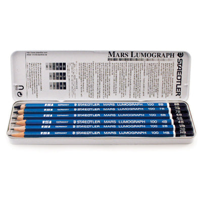2x Staedtler Lumograph Drawing Pencil Set 100% PEFC - 2H, HB, B, 2B, 4B , 6B