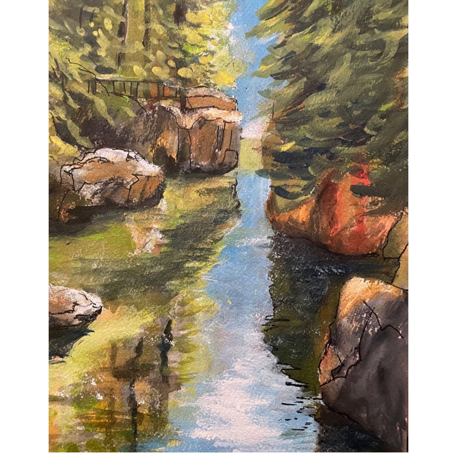 Pastel drawing of a creek