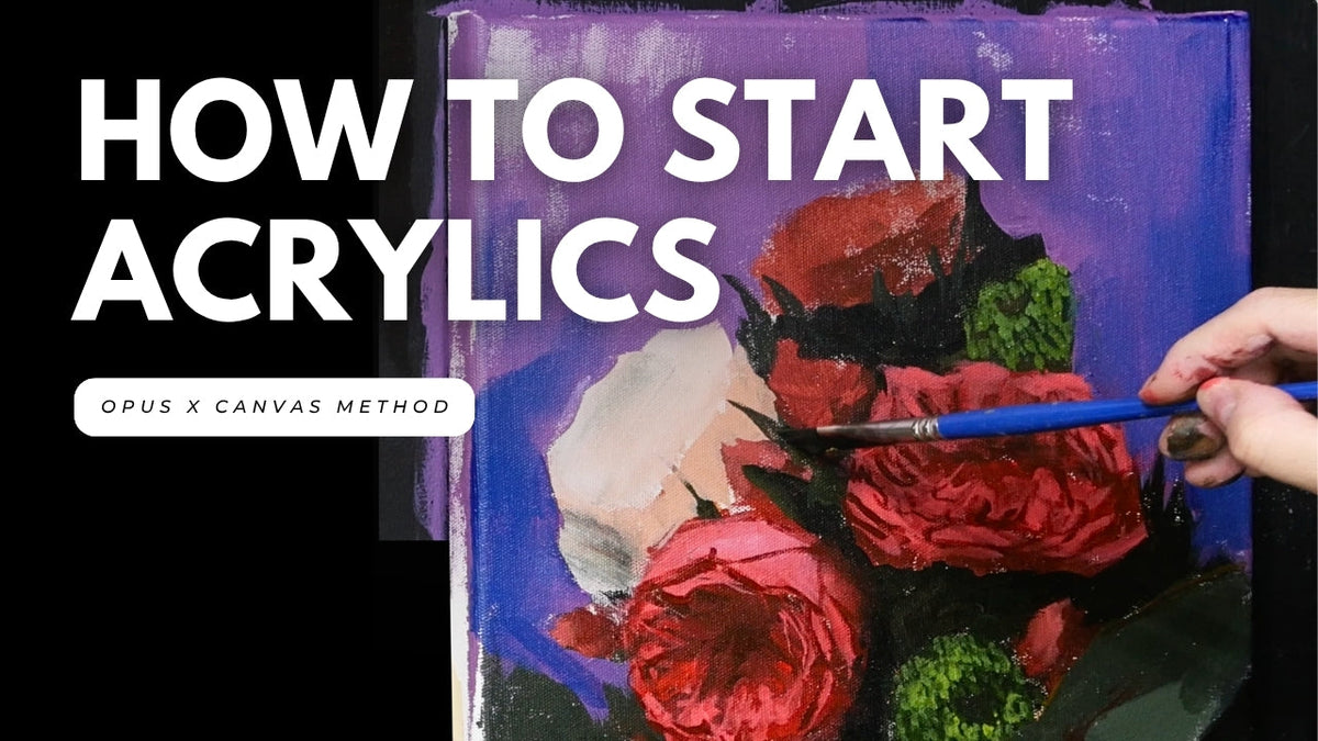 Acrylic painting for beginners demo: painting red roses with the Opus Essential Acrylic Deluxe Studio Set
