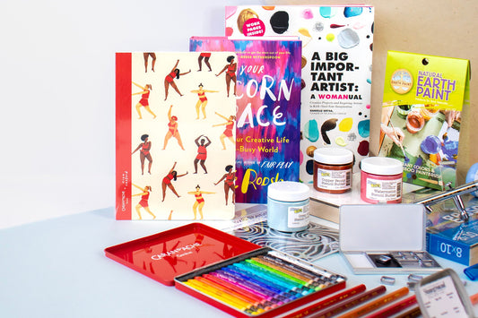 A collection of Art Supplies and Books from Women-Led Companies