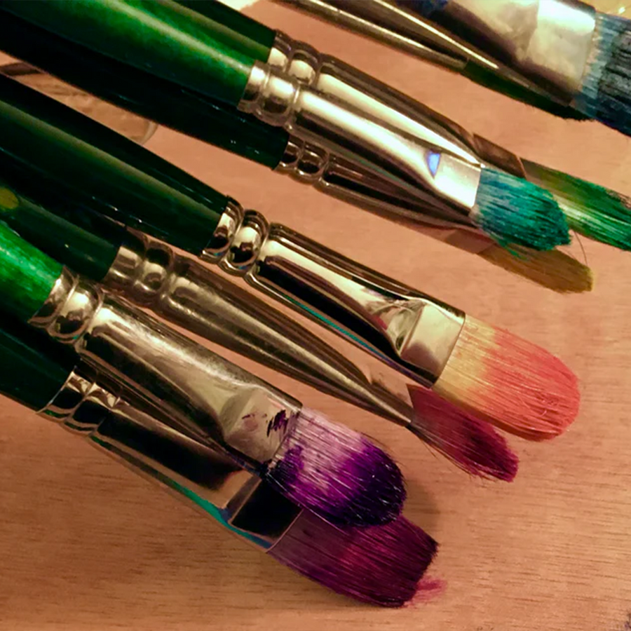 artist's paint brushes in need of cleaning