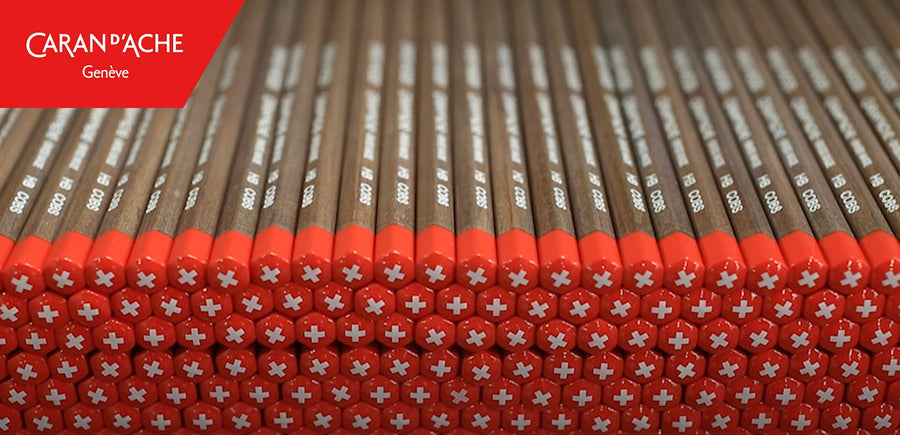 Caran d'Ache Pencils lined up in factory