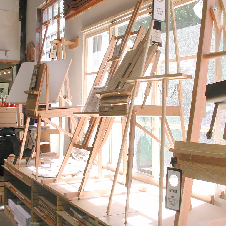 Painting easels on display at Opus Art Supplies