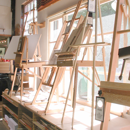 Painting easels on display at Opus Art Supplies
