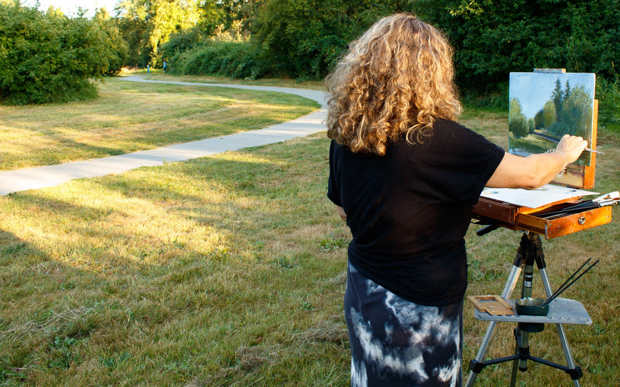 A Woman Painting in a Park in Langley, BC.