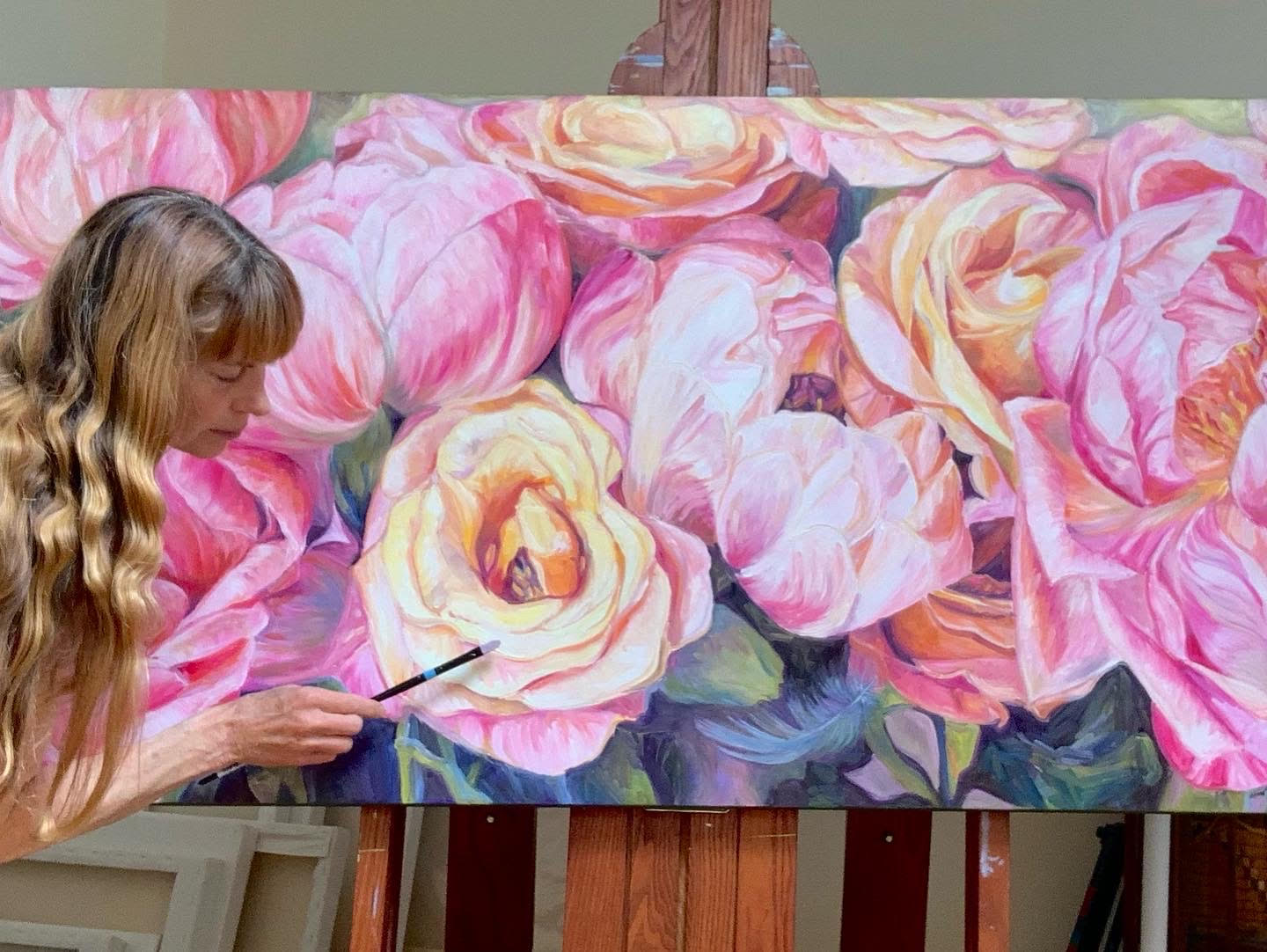 Peonies, Roses and Feather, Diane Williams