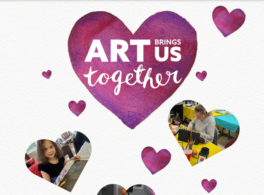 Purple Hearts Painted in Watercolour to Show Love For The Art Brings Us Together Program