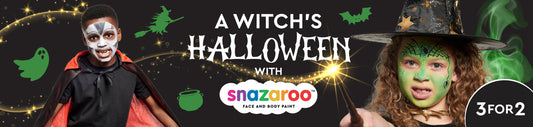 A Witch's Halloween with Snazaroo face paint graphic