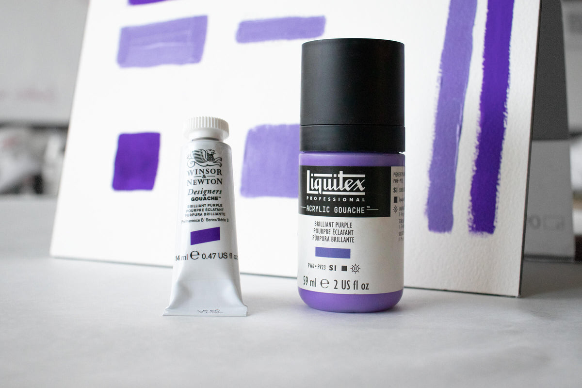 Winsor & Newton Gouache alongside Liquitex Acrylic Gouache.
