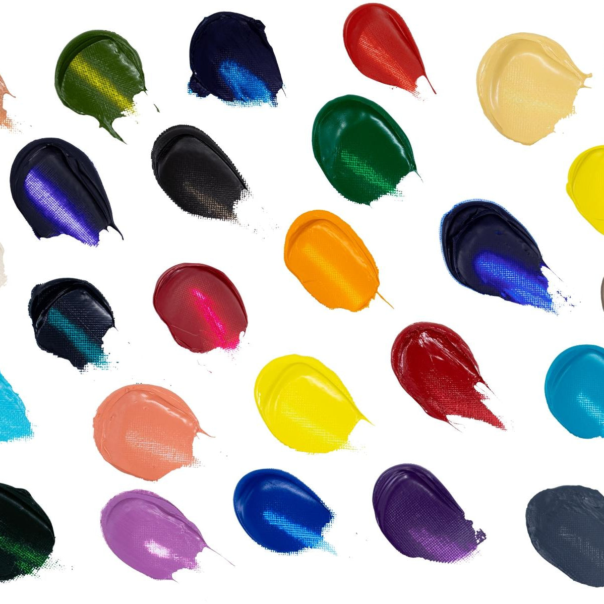 Collection of colorful paint swatches on a white background