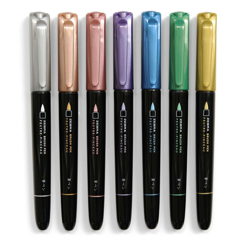 Zebra Metallic Brush Pens Set of 7