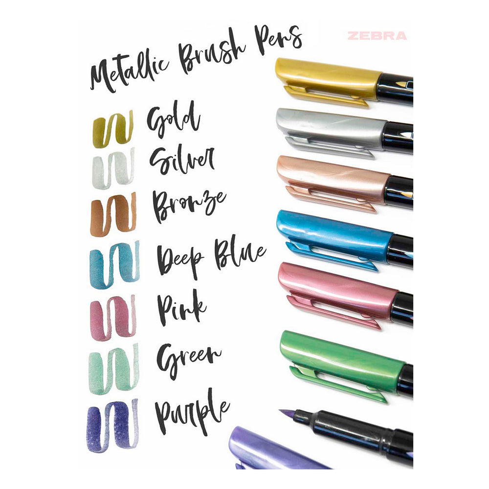 Zebra Metallic Brush Pens Set of 7