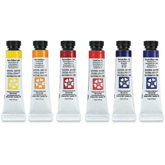 Daniel Smith Essentials Introductory Watercolor Set of 6 tubes laid out
