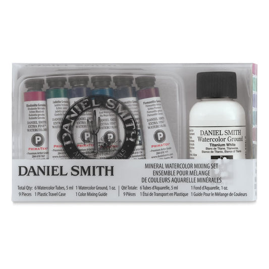 Daniel Smith Minerals Mixing Set of 6 PrimaTek watercolors with 1oz Watercolor Ground