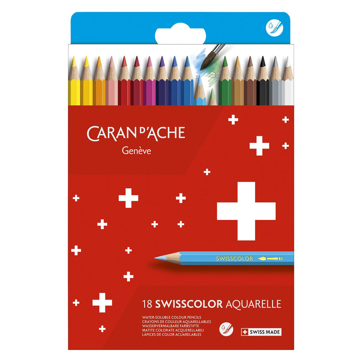 Swisscolor Watercolour Pencil Set of 18 - Cardboard Box