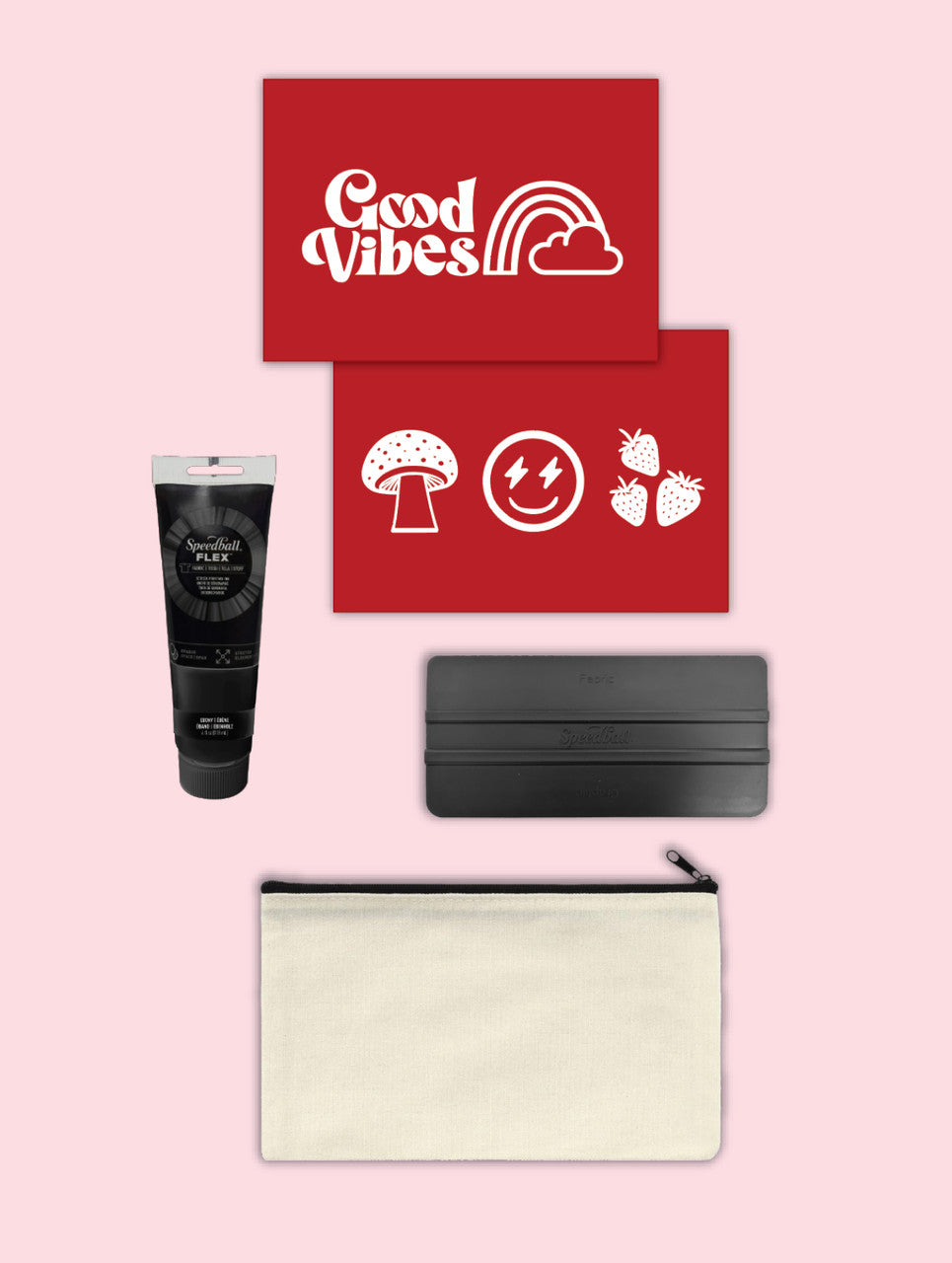 Speedball DIY Screen Printing Kit, contents laid out