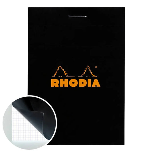Rhodia No.11 staplebound grid notepad with black cover