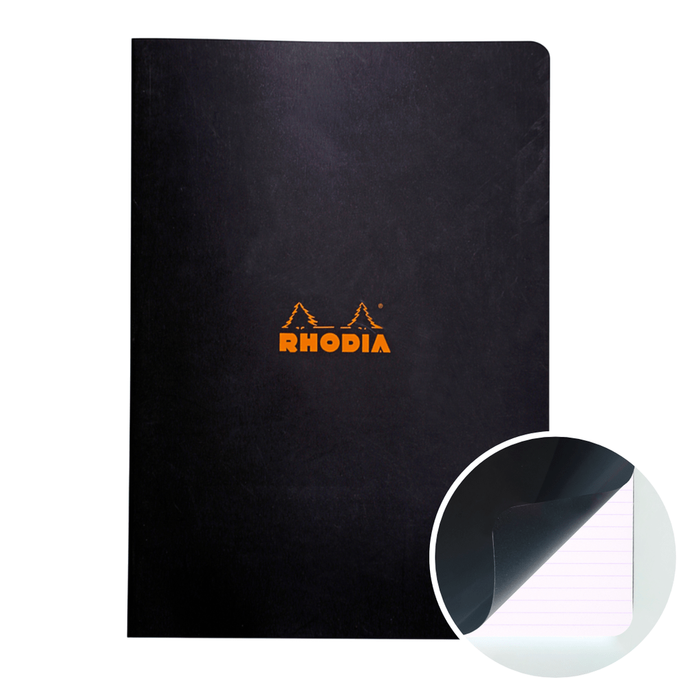 Rhodia side staplebound lined notebook A4 with black cover