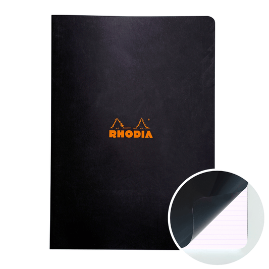Rhodia side staplebound lined notebook A4 with black cover
