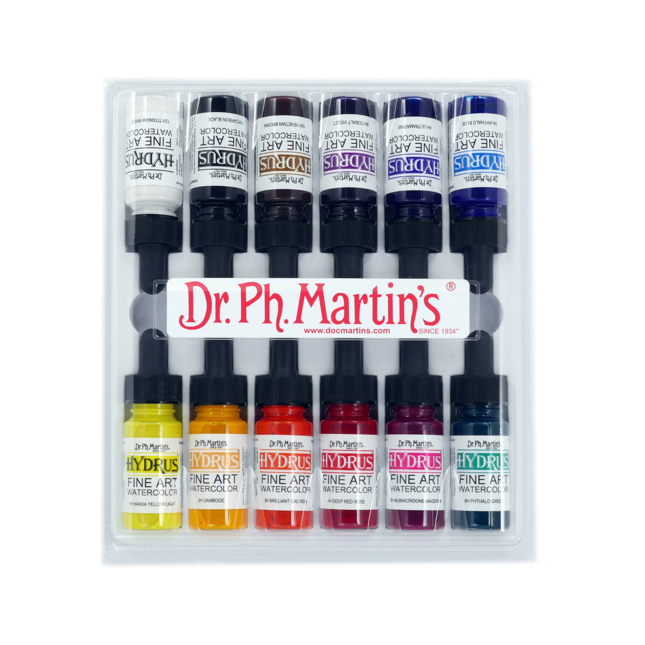 Dr. Ph. Martin's Hydrus Fine Art Watercolor (Set 3) Watercolor Set, 1.0 oz,  Set 3 Colors, 1 Set of 12 Bottles