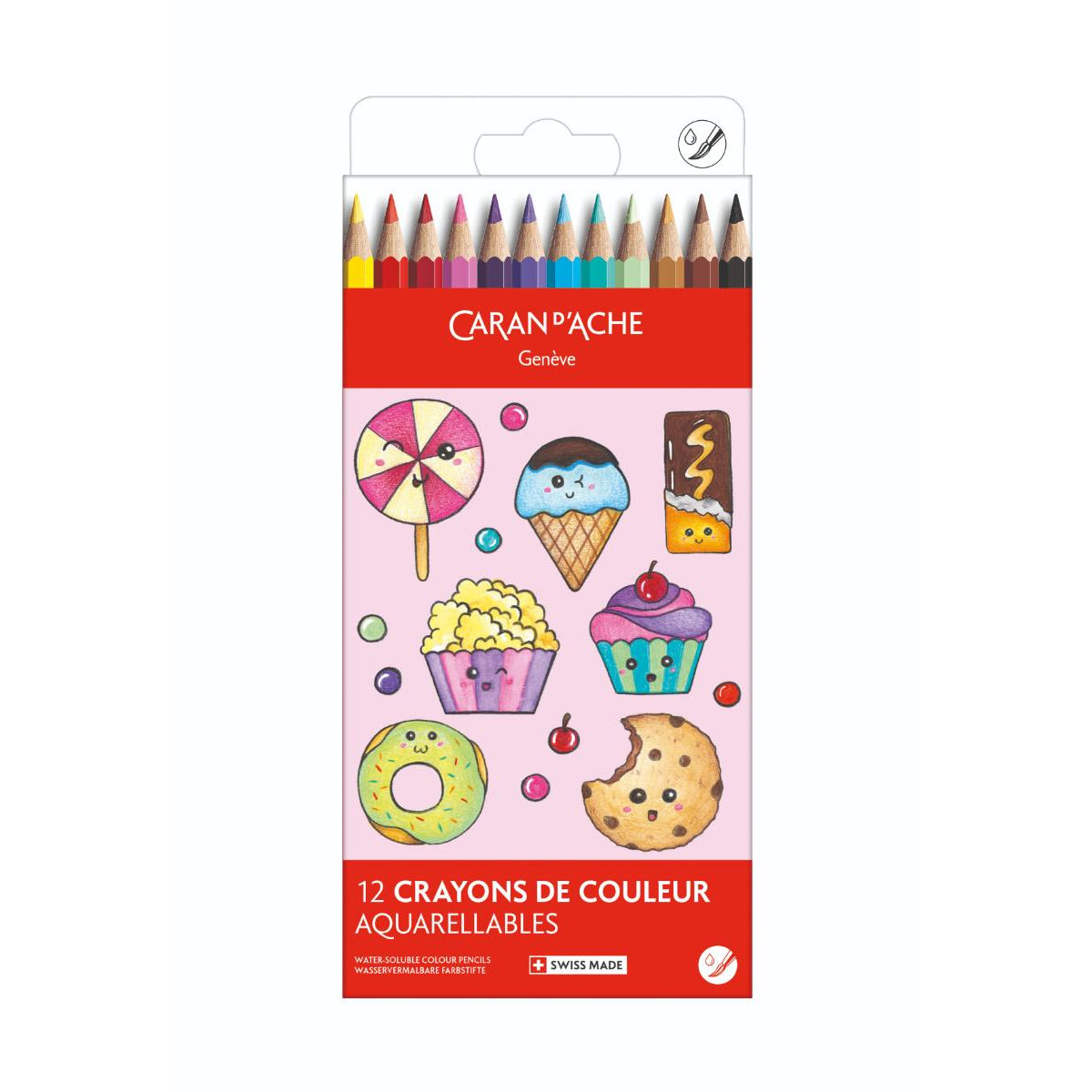 Caran d'Ache Kawaii Swisscolor Watercolour Pencil Set of 12 - Candy World, front of box