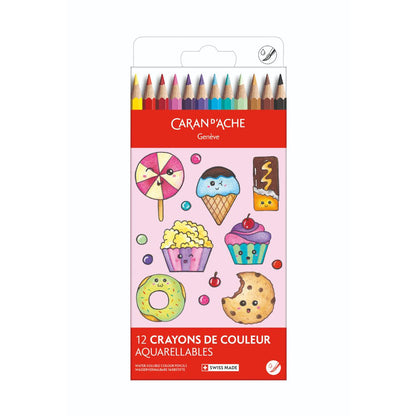 Caran d'Ache Kawaii Swisscolor Watercolour Pencil Set of 12 - Candy World, front of box
