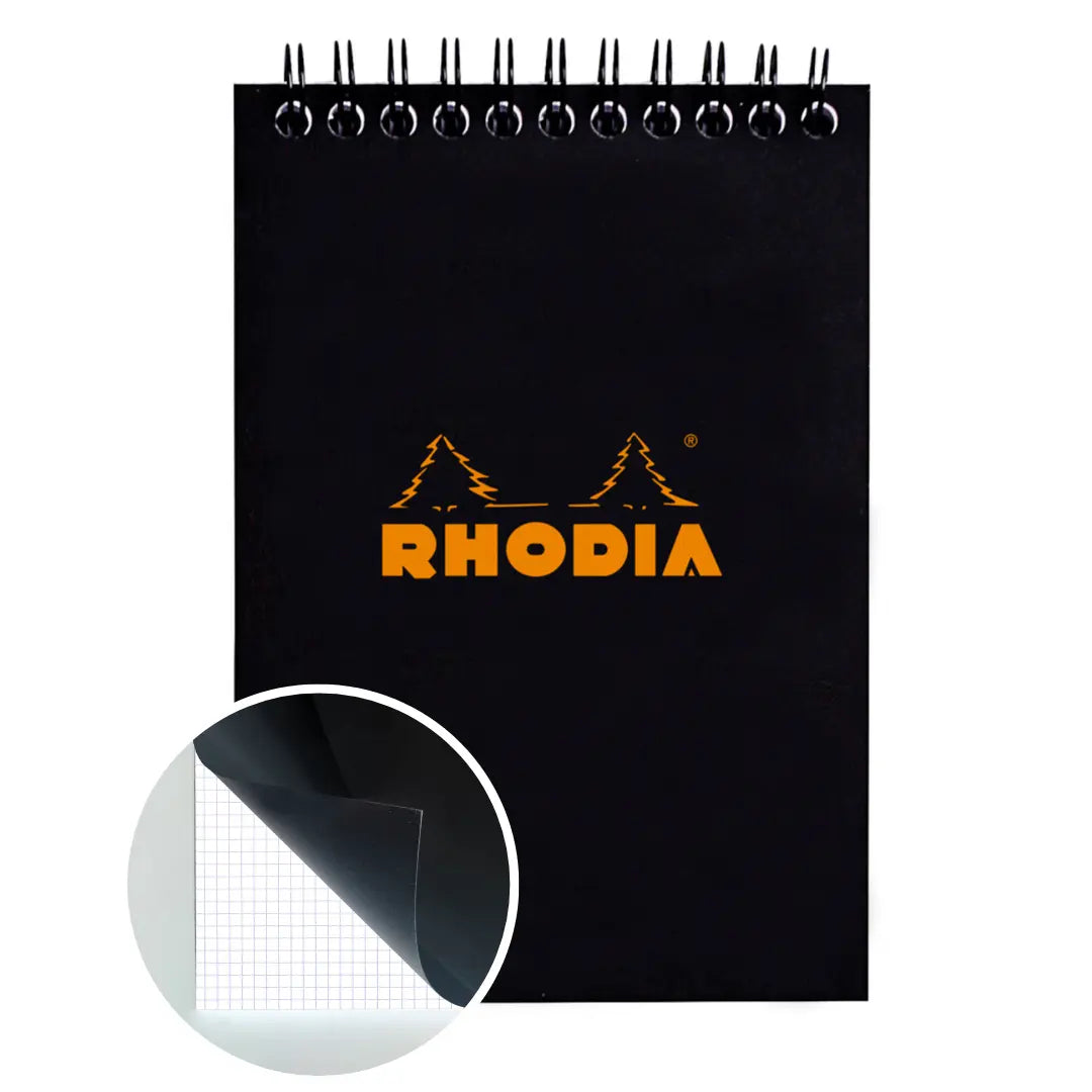 Rhodia No.13 wirebound grid notepad with black cover