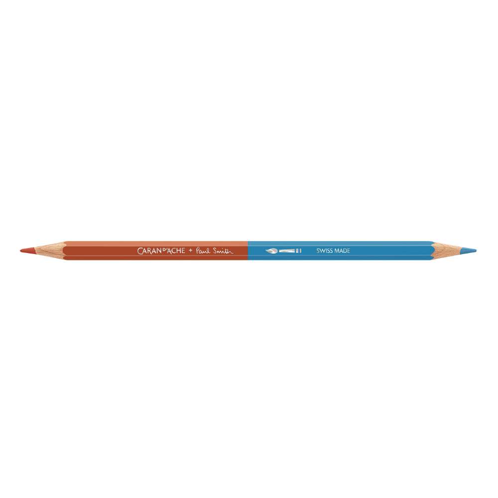 Caran d'Ache Paul Smith Crayon Bicolore Set de 12 (24 Couleurs) avec Pinceau - Édition Limitée
