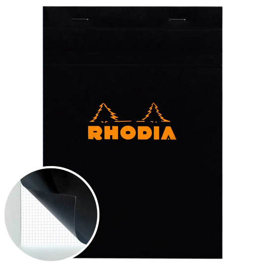 Rhodia No.16 staplebound grid notepad A5 with black cover