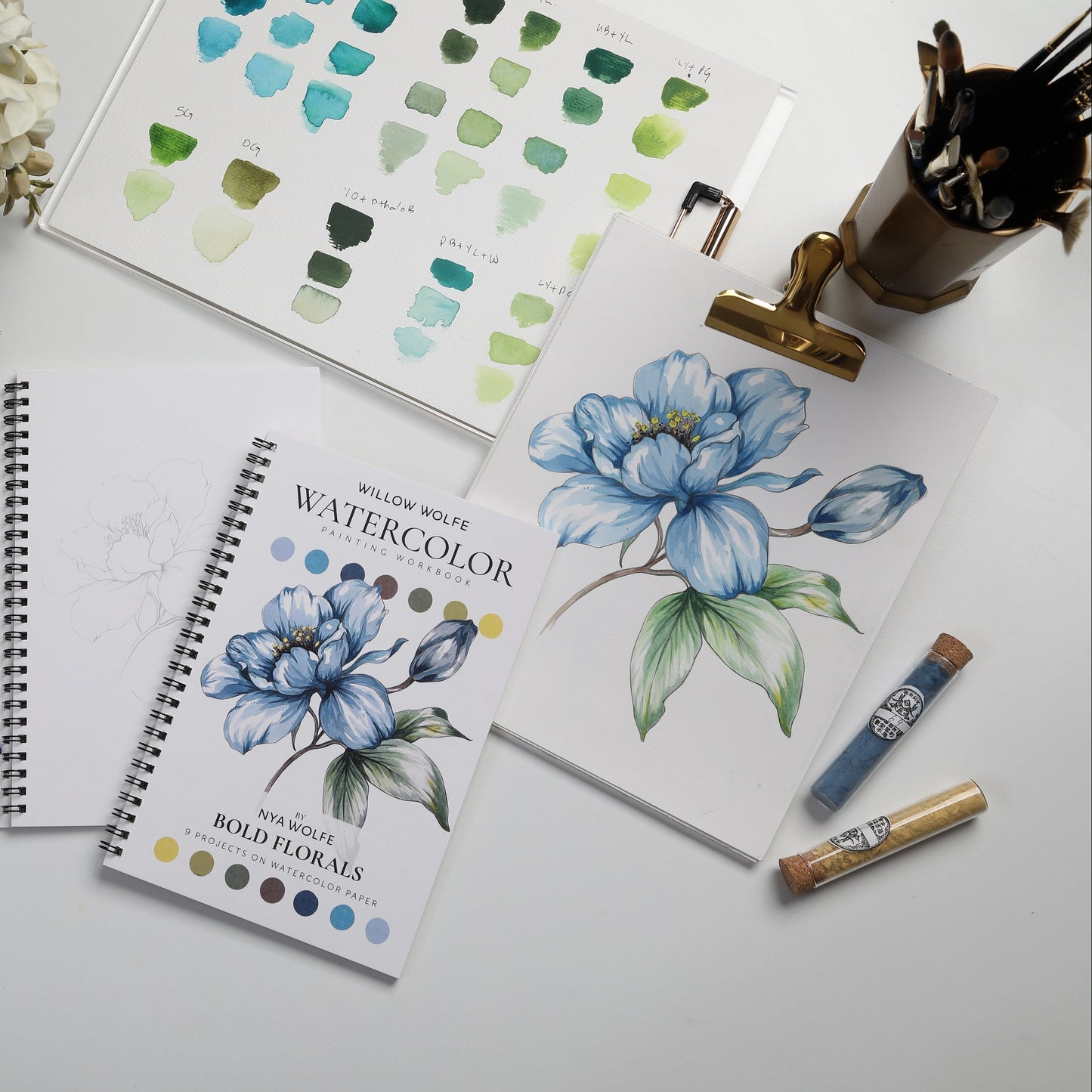 Layering Watercolour Strokes: Painting a Bold Blue Peony with Willow Wolfe