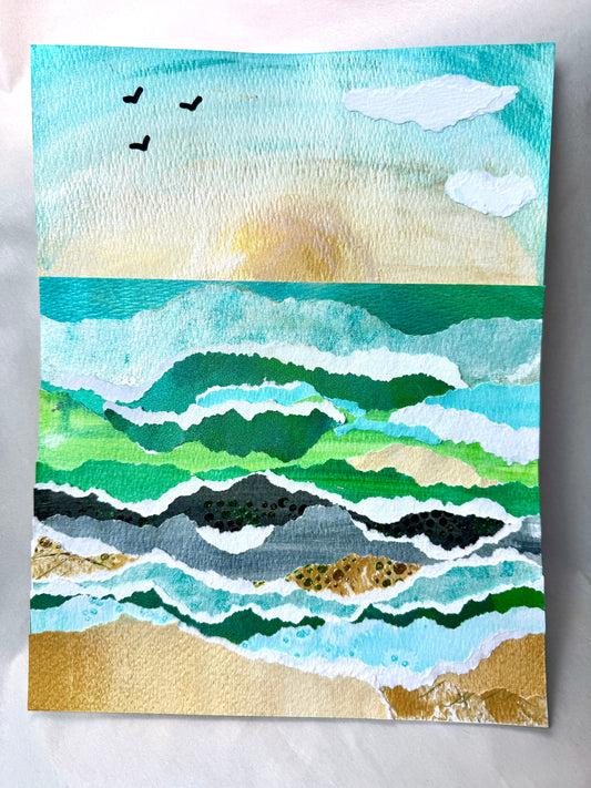 Mixed Media Paper Seascape with Jaime Echt
