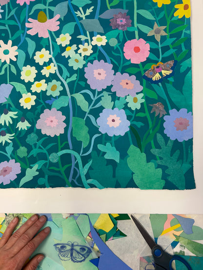 Botanical Still Life Collage with Celan Bouillet
