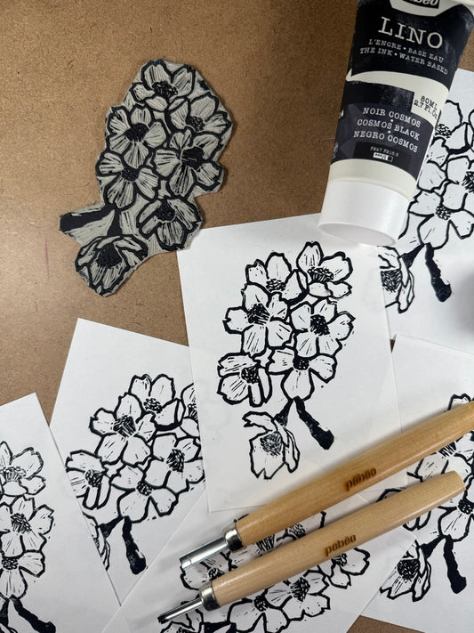Create Stunning Florals with Pébéo Lino Block Printing!