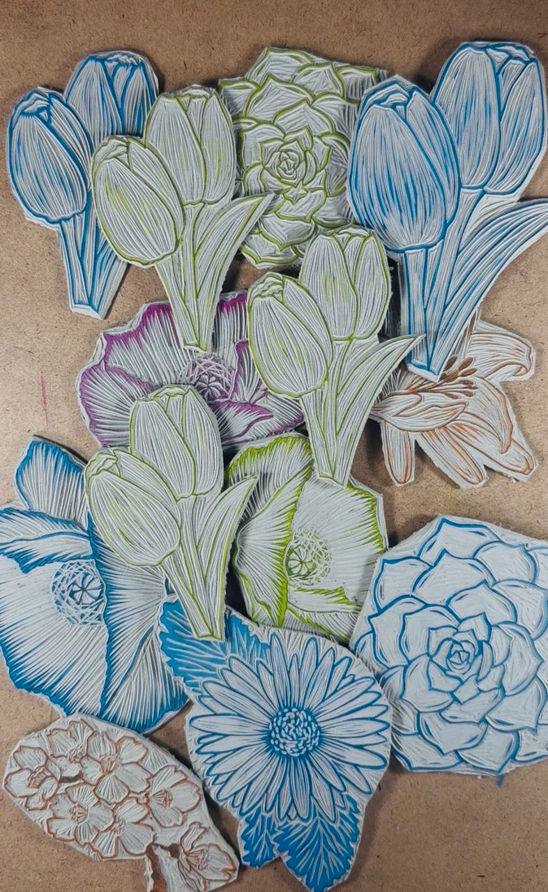 Create Stunning Florals with Pébéo Lino Block Printing!