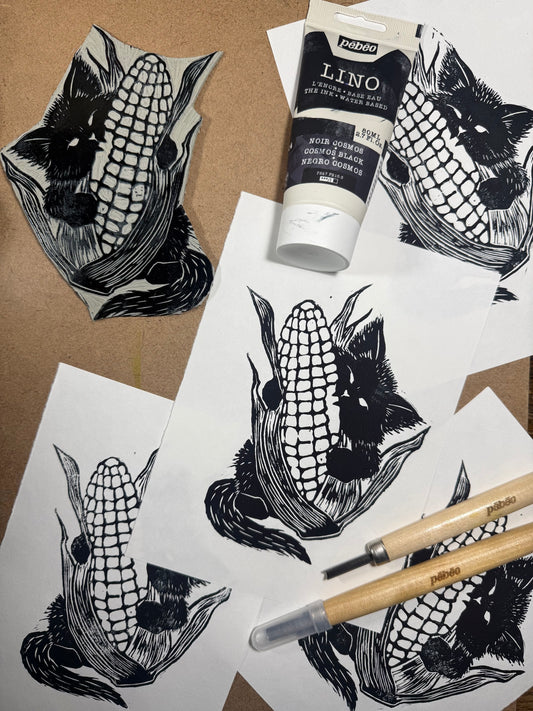 Pébéo Linocut Printing: Autumn Kittens with Max Black