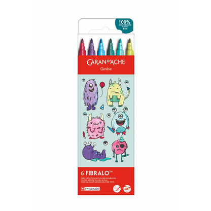 Caran d'Ache Kawaii Fibralo Fibre-tipped Pen Set of 6 - Funny Monsters, front of box