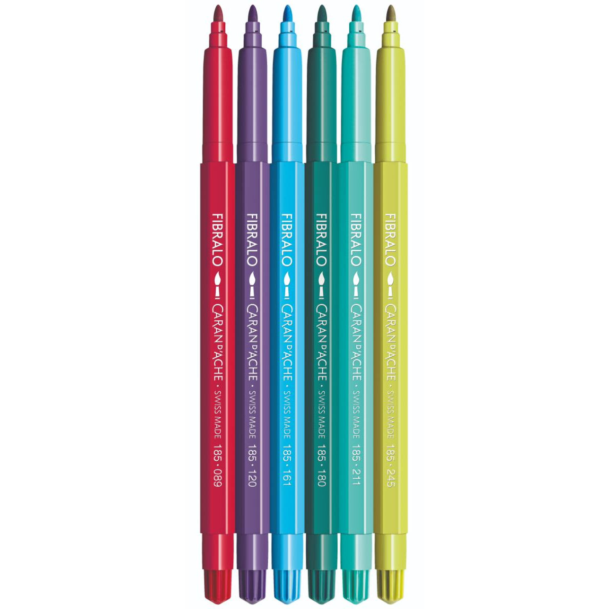 The 6 Fibralo fibre-tipped pen colours in the Kawaii Funny Monsters set
