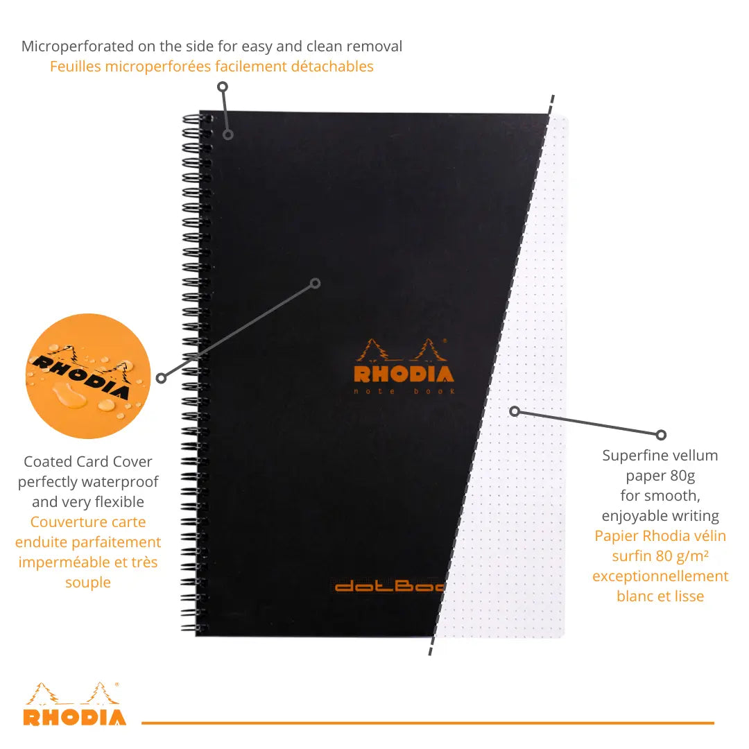 Rhodia Classic Wirebound Dotted Notebook A5 - Black