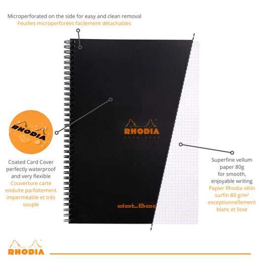 Rhodia Classic Wirebound Dotted Notebook A5 - Black