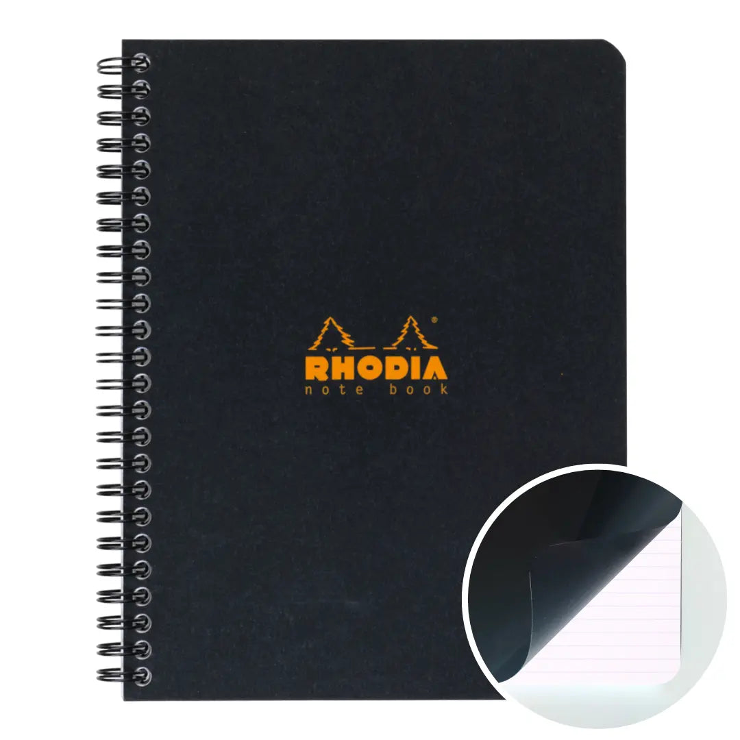 Rhodia wirebound lined notebook A5+ with black cover